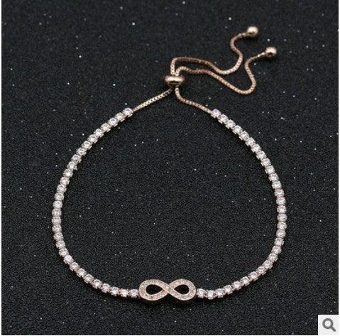 17KM Cubic Zirconia Infinity Bracelet: Fashionable Charm Bangle in Rose Gold and Silver - Your-Look