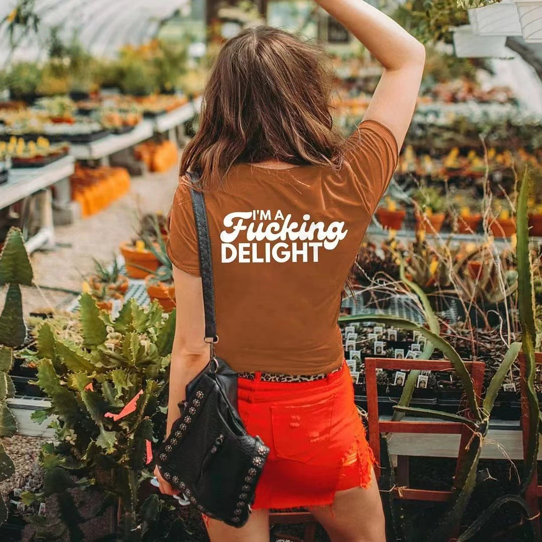Spring And Summer Letter Print Short-sleeve Trendy Fashion Women&