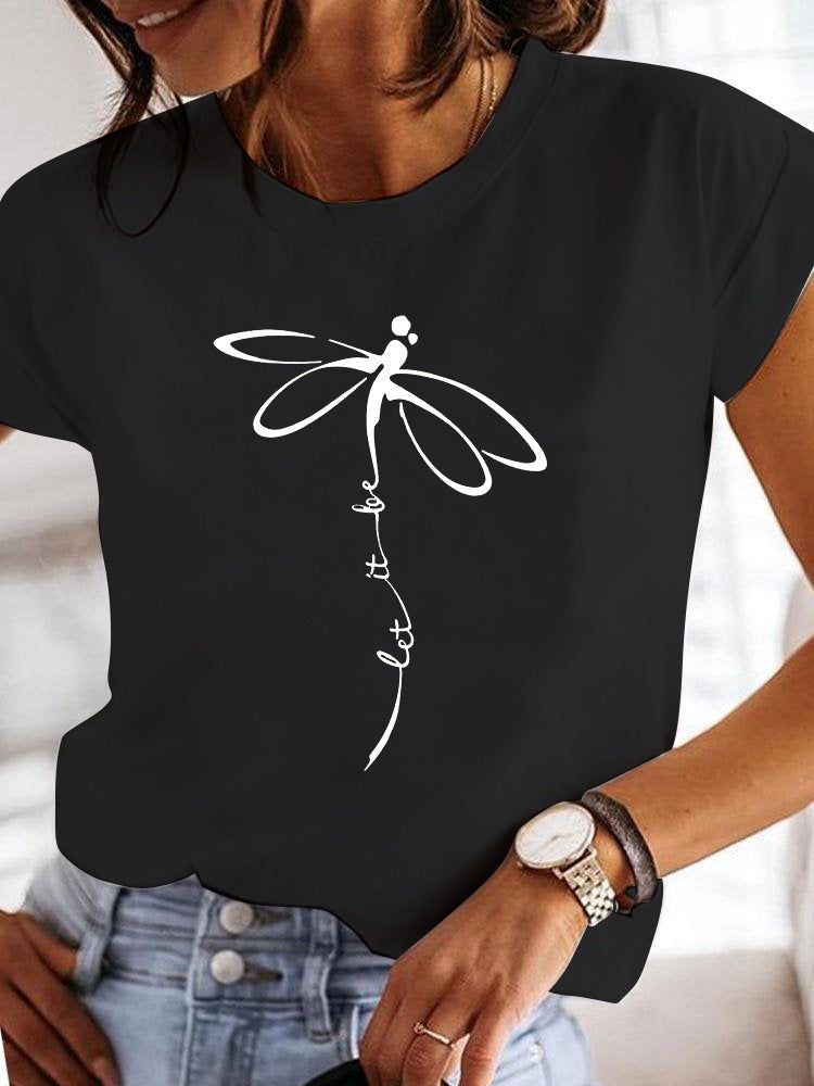 Round Neck Minimalist Retro Loose Fitting Women&