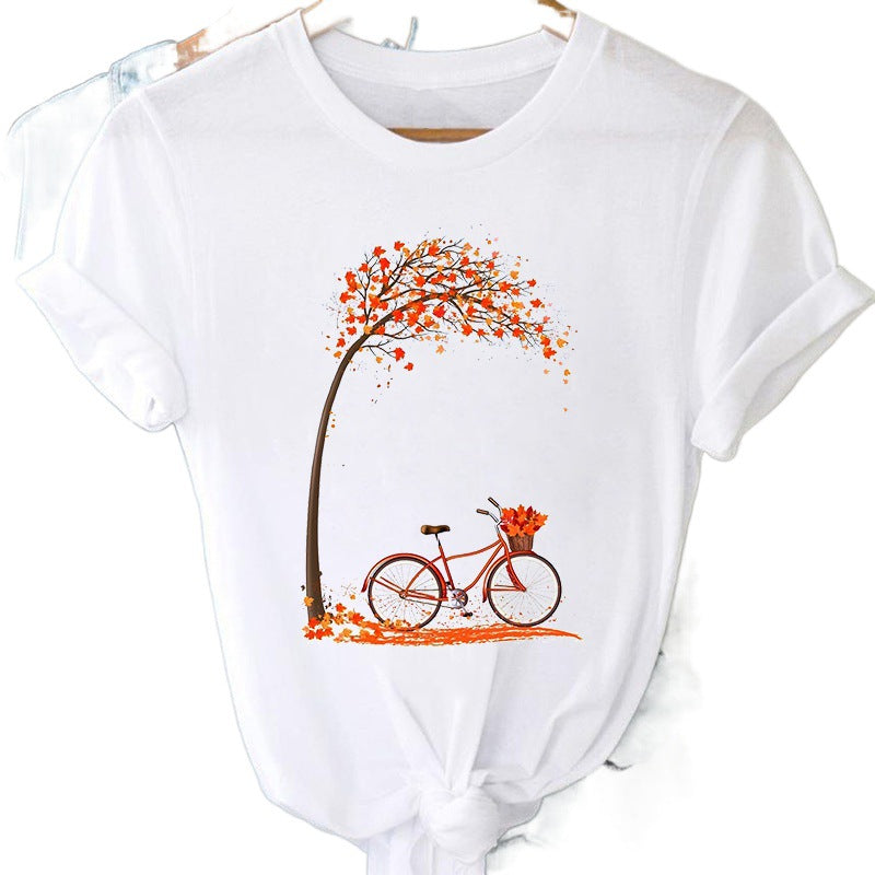 Floral Bicycle Short Sleeve Women&