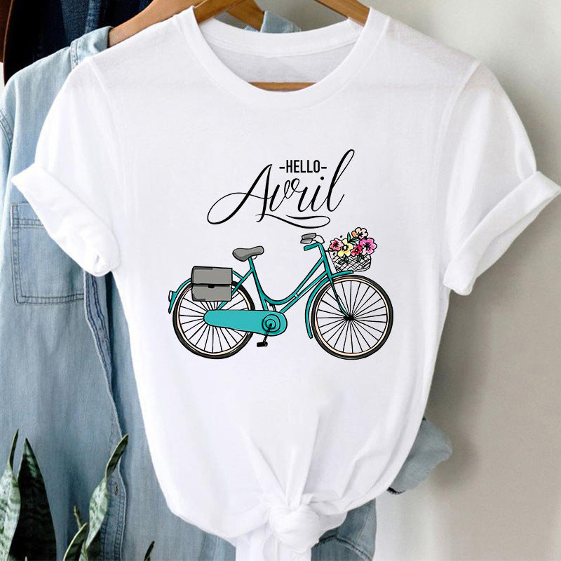 Floral Bicycle Short Sleeve Women&