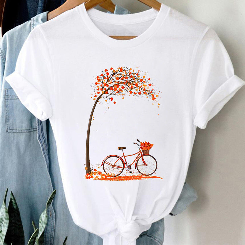 Floral Bicycle Short Sleeve Women&