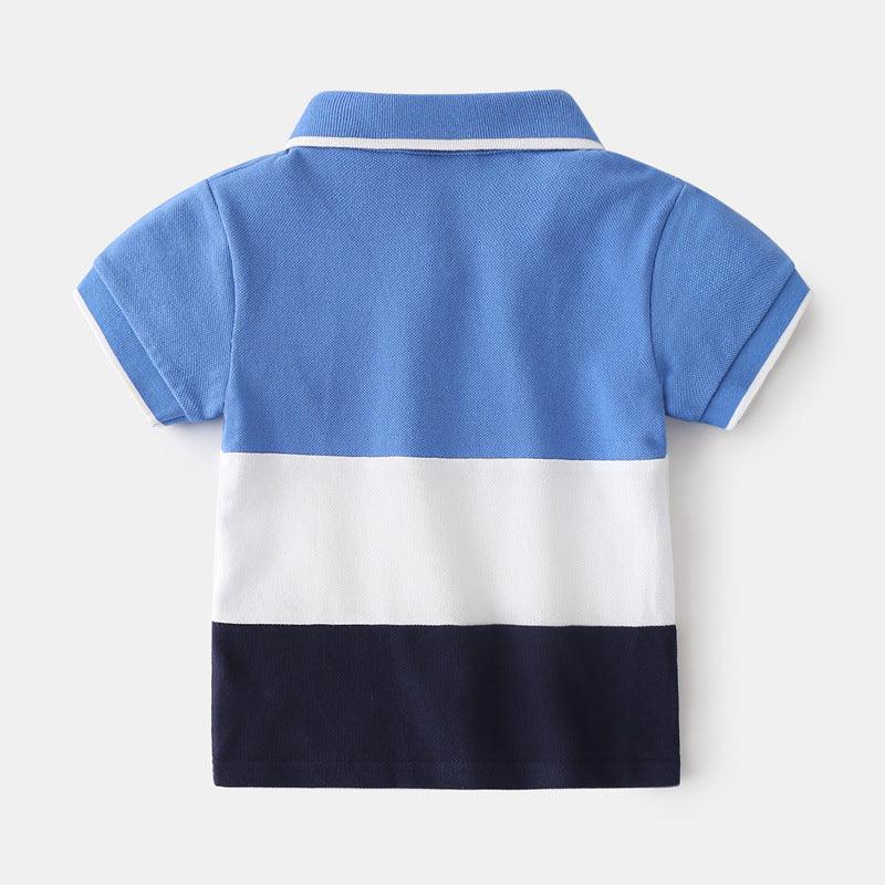 Boys Color Block Lapel Tops Korean Children&