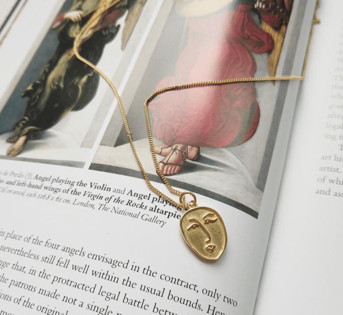 "Abstract Face" Pendant Necklace: 18K Gold Plated 925 Sterling Silver - Your-Look