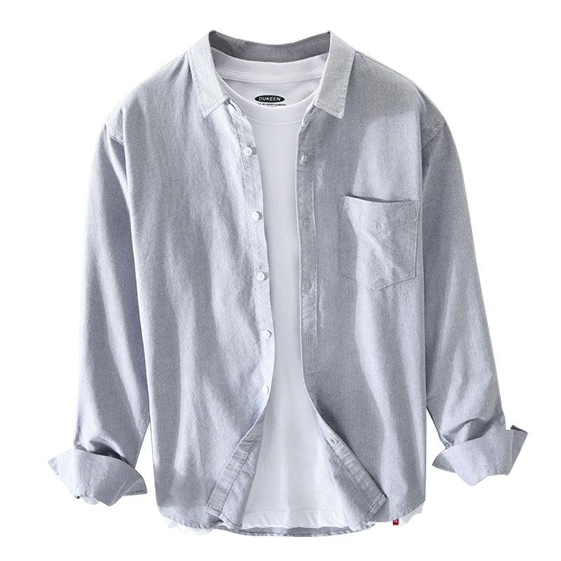 Artistic Comfort: Oxford Cloth Loose Long-Sleeved Men&