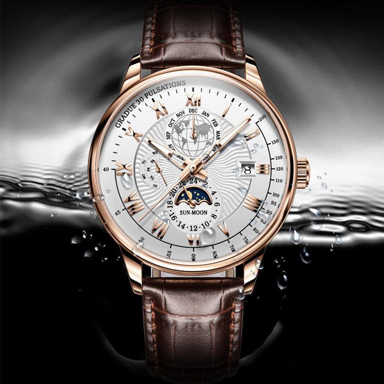 "Elegant Precision" Automatic Mechanical Watch with Three Sub-dials and Six Hands - Embrace the Fashion Trend with Timeless - Your-Look