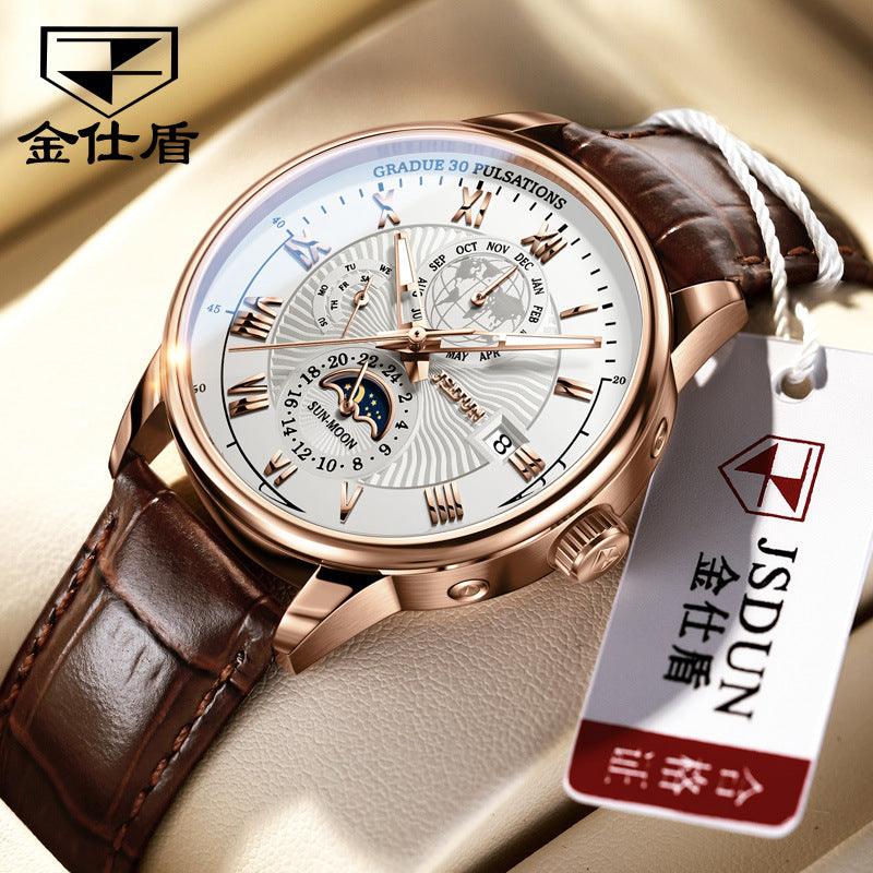 "Elegant Precision" Automatic Mechanical Watch with Three Sub-dials and Six Hands - Embrace the Fashion Trend with Timeless - Your-Look
