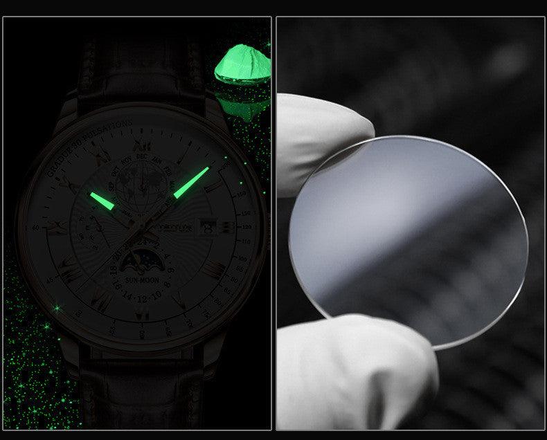 "Elegant Precision" Automatic Mechanical Watch with Three Sub-dials and Six Hands - Embrace the Fashion Trend with Timeless - Your-Look