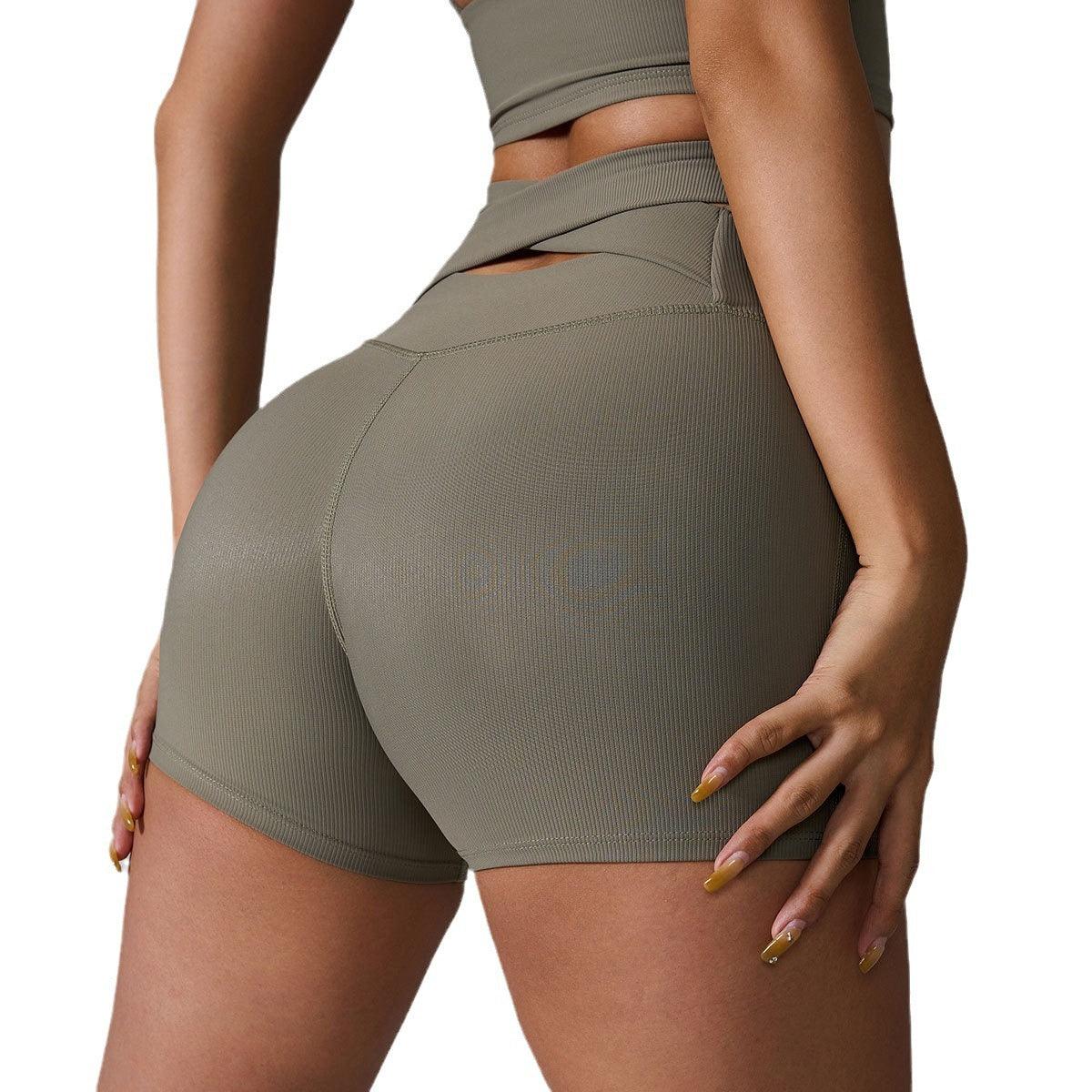 Back Cross High Waist Hip Lift Fitness Yoga Shorts Women - FASHION - Your-Look