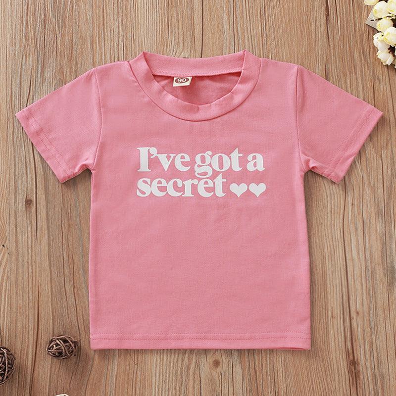 Girls Fashion Casual Letter Heart Printing Short Sleeve - - Your-Look