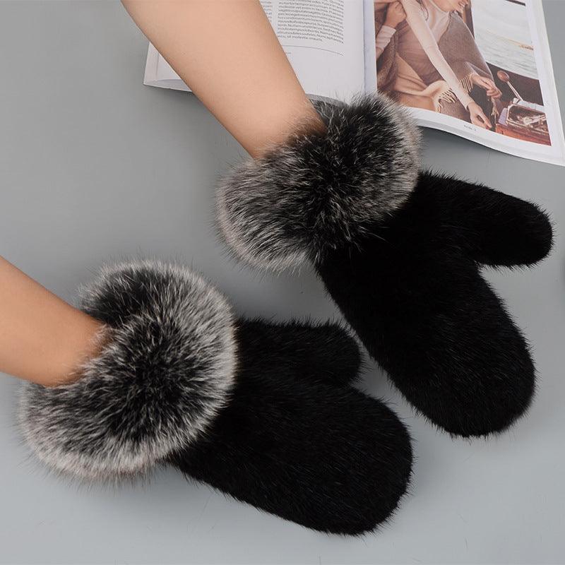Black Mink Fur Gloves: Hand-Woven Mittens for Luxurious Warmth - Your-Look