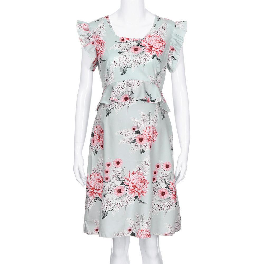 Blossoming Beauty: Sleeveless Maternity Dress with Casual Flower Prin - Your-Look