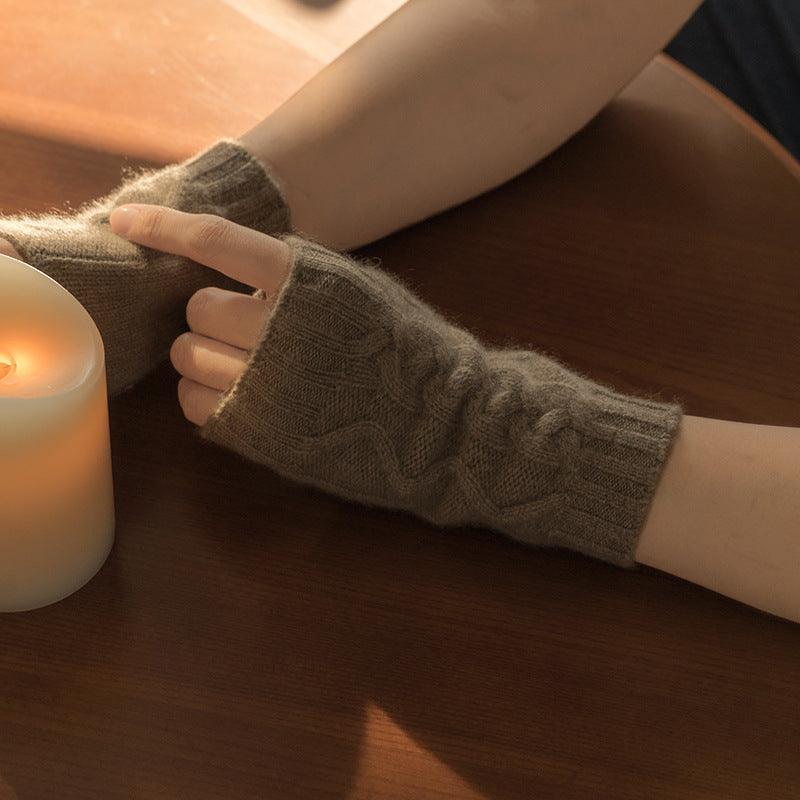 Cashmere Half Finger Twist Gloves: Stylish Warmth for Autumn and Winter - Your-Look