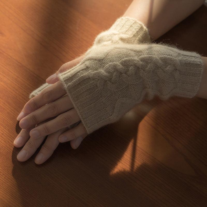 Cashmere Half Finger Twist Gloves: Stylish Warmth for Autumn and Winter - Your-Look