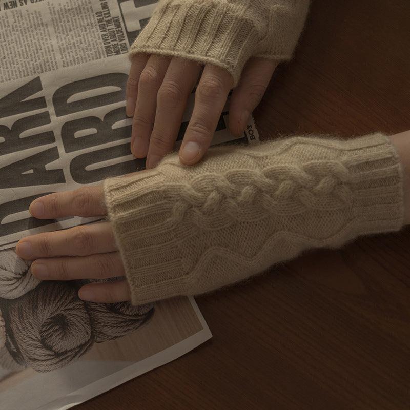 Cashmere Half Finger Twist Gloves: Stylish Warmth for Autumn and Winter - Your-Look
