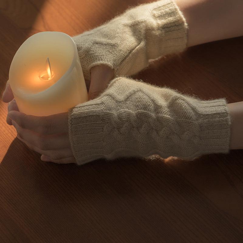 Cashmere Half Finger Twist Gloves: Stylish Warmth for Autumn and Winter - Your-Look