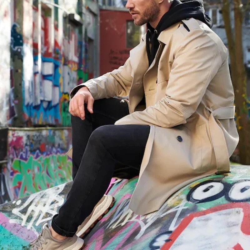 Long Sleeve Trench Coat Men&