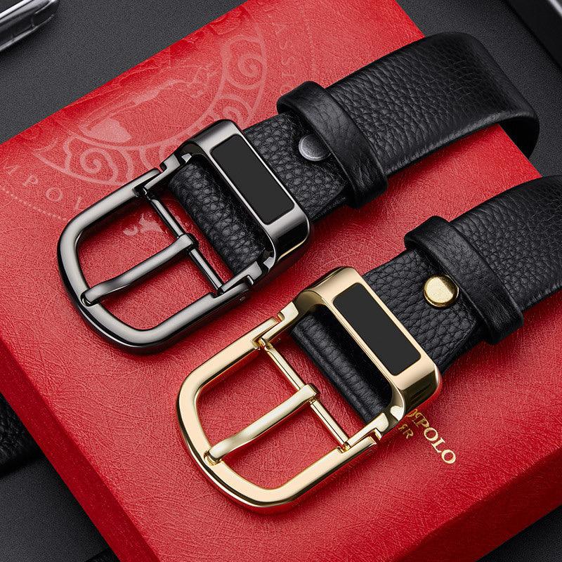 "Executive Class" Cowhide Business Fashion Belt with Embossed Pin Buckle - Elevate Your Professional Attire with Style and Sophistication - Your-Look