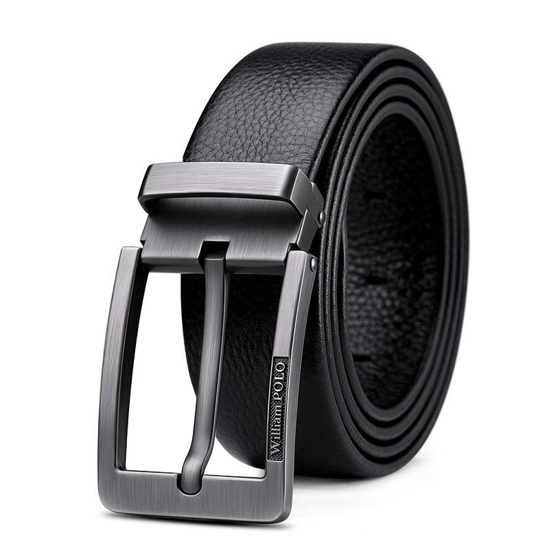 "Executive Class" Cowhide Business Fashion Belt with Embossed Pin Buckle - Elevate Your Professional Attire with Style and Sophistication - Your-Look