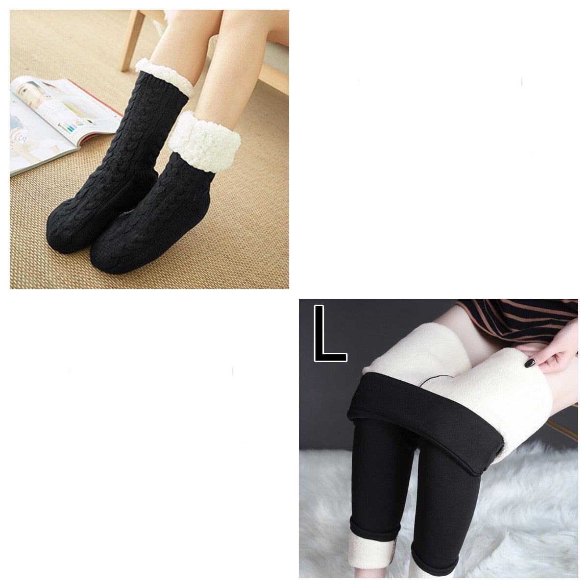 Cozy Nights: Flannel Homewear Night Robe Casual Hooded Sweater And Socks