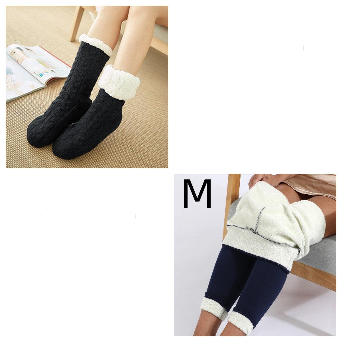 Cozy Nights: Flannel Homewear Night Robe Casual Hooded Sweater And Socks