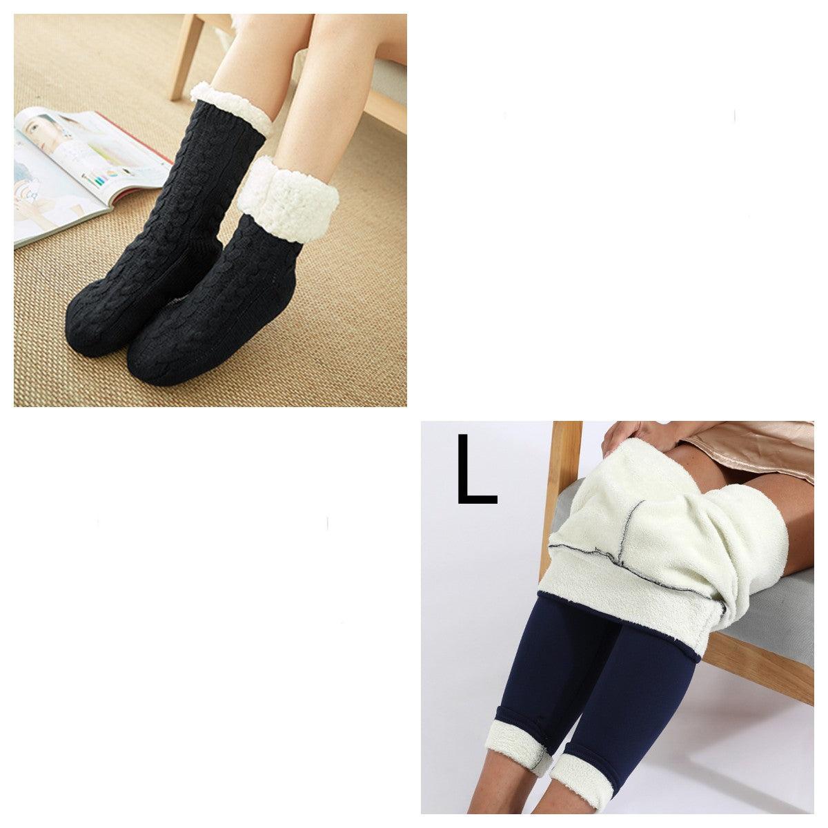 Cozy Nights: Flannel Homewear Night Robe Casual Hooded Sweater And Socks - Your-Look