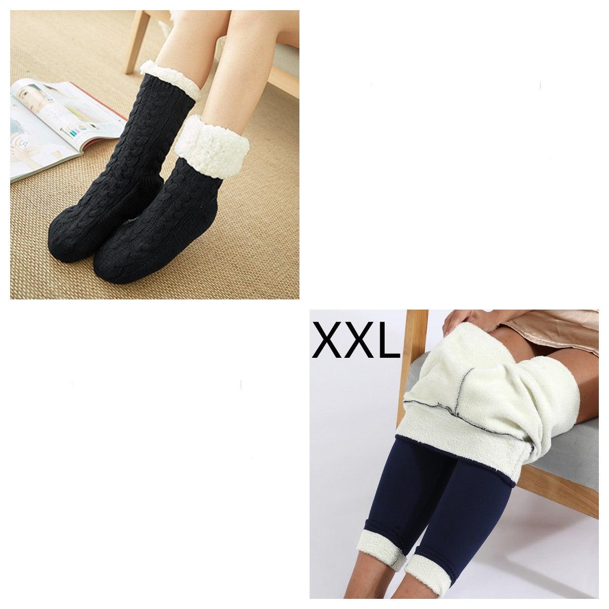 Cozy Nights: Flannel Homewear Night Robe Casual Hooded Sweater And Socks