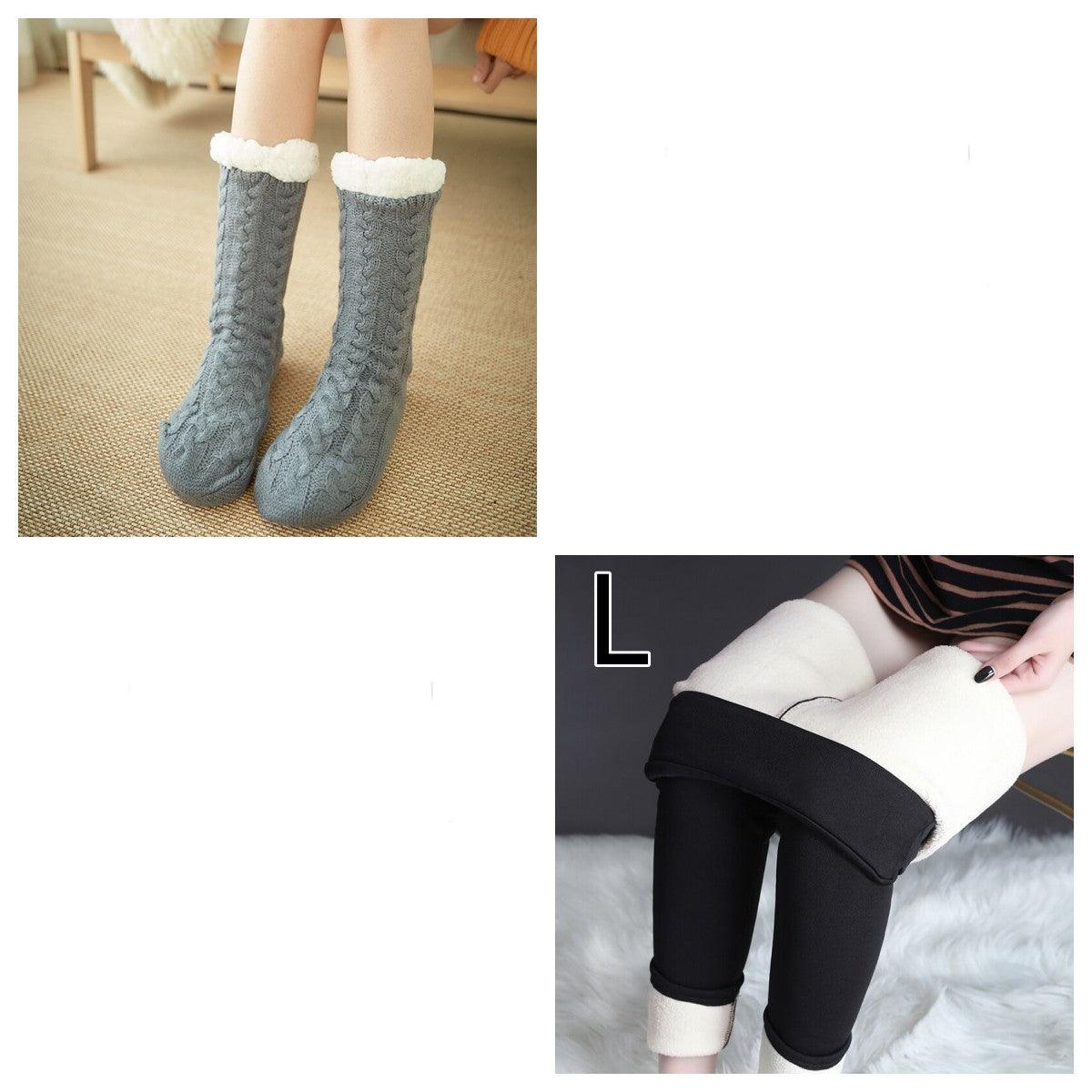 Cozy Nights: Flannel Homewear Night Robe Casual Hooded Sweater And Socks