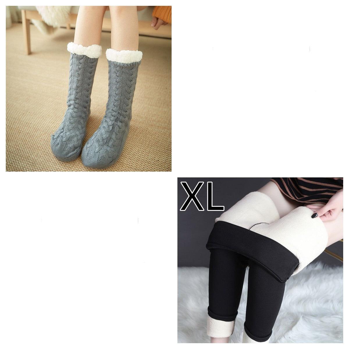 Cozy Nights: Flannel Homewear Night Robe Casual Hooded Sweater And Socks - Your-Look