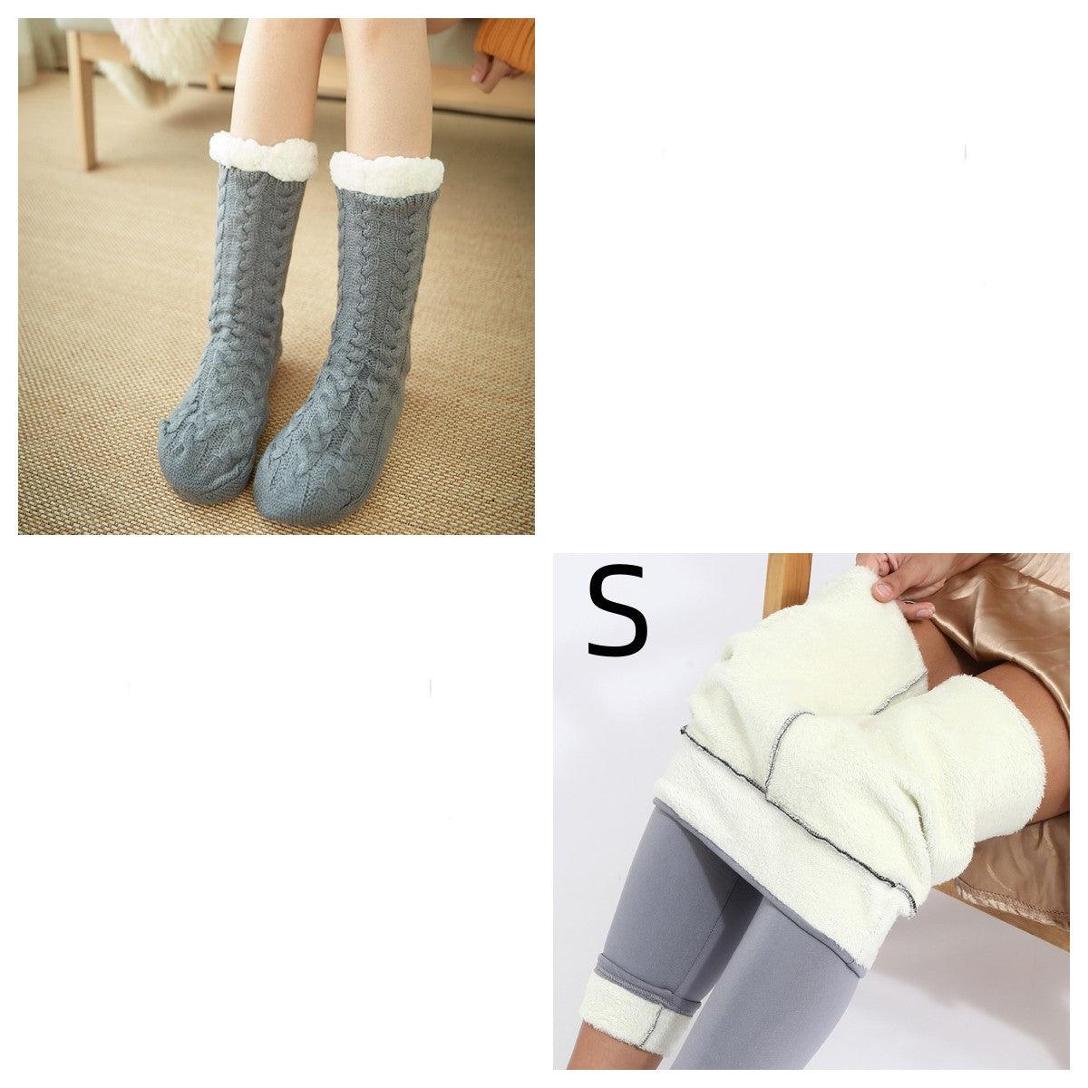 Cozy Nights: Flannel Homewear Night Robe Casual Hooded Sweater And Socks