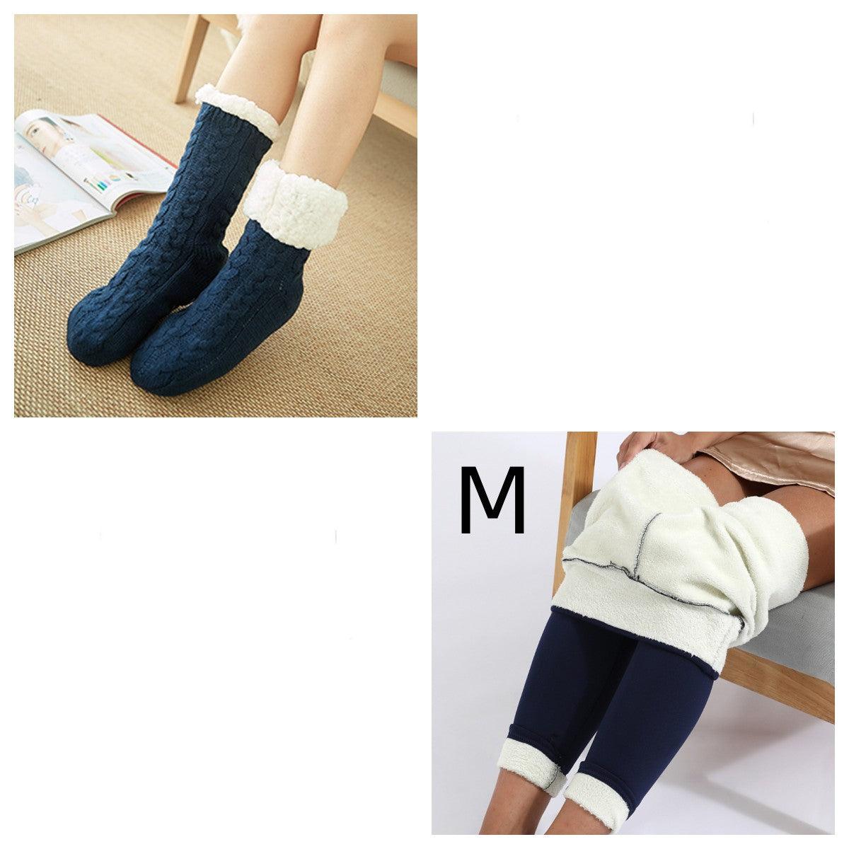 Cozy Nights: Flannel Homewear Night Robe Casual Hooded Sweater And Socks