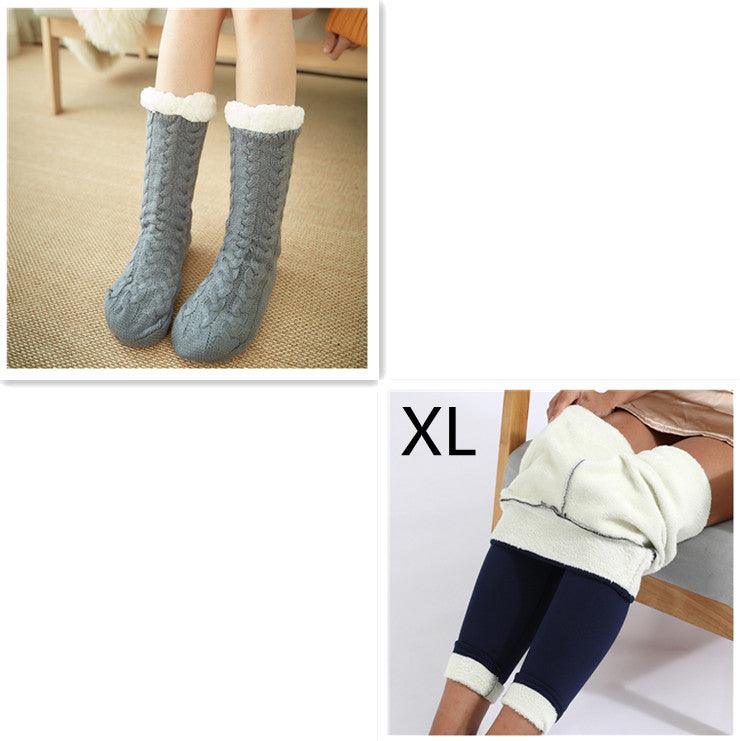 Cozy Nights: Flannel Homewear Night Robe Casual Hooded Sweater And Socks