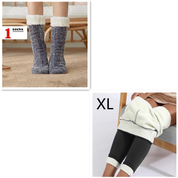 Cozy Nights: Flannel Homewear Night Robe Casual Hooded Sweater And Socks