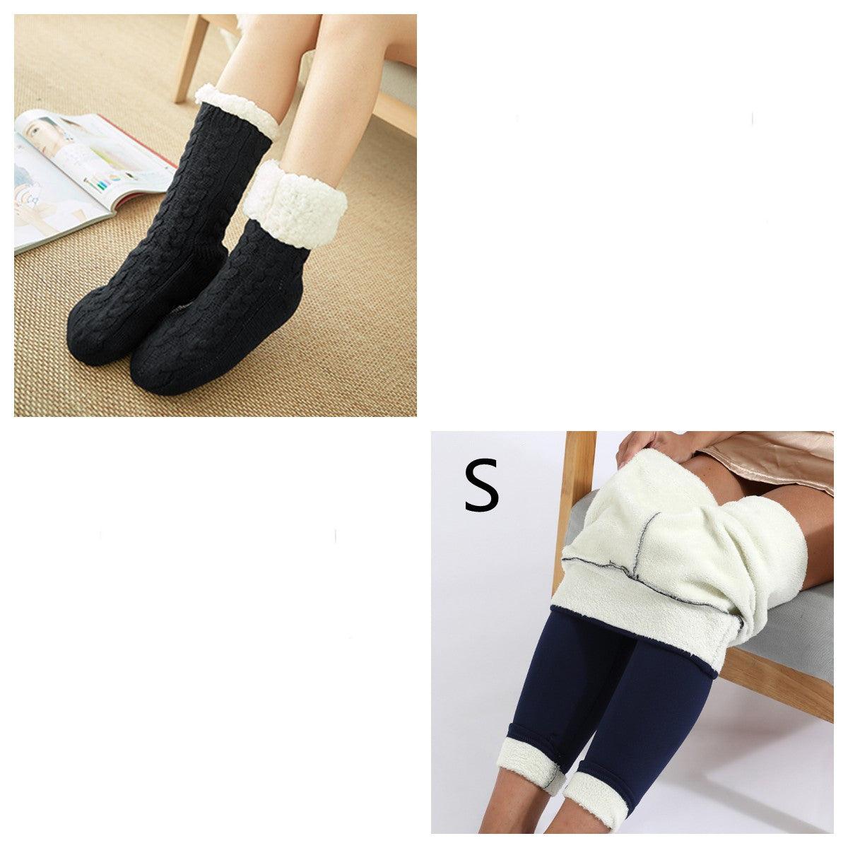 Cozy Nights: Flannel Homewear Night Robe Casual Hooded Sweater And Socks