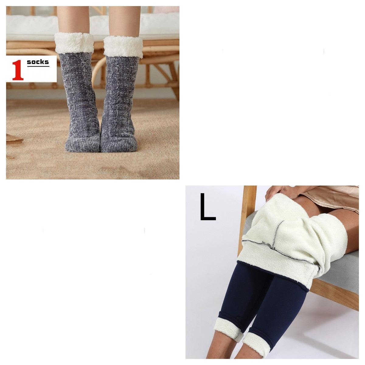 Cozy Nights: Flannel Homewear Night Robe Casual Hooded Sweater And Socks