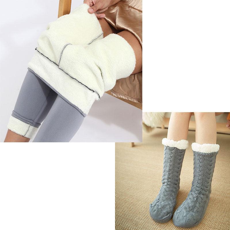 Cozy Nights: Flannel Homewear Night Robe Casual Hooded Sweater And Socks - Your-Look