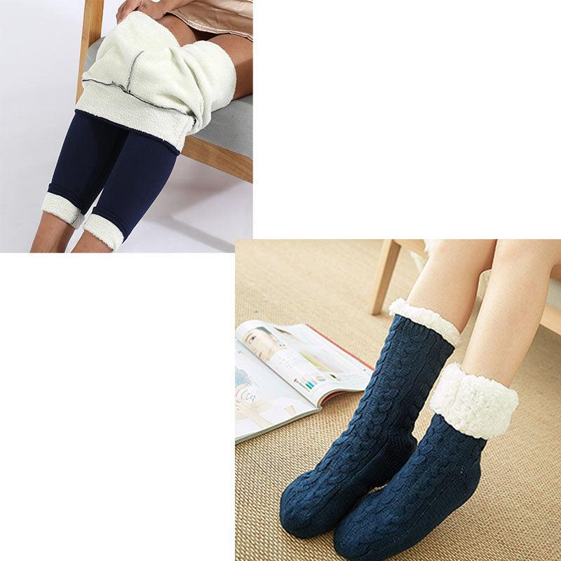 Cozy Nights: Flannel Homewear Night Robe Casual Hooded Sweater And Socks - Your-Look