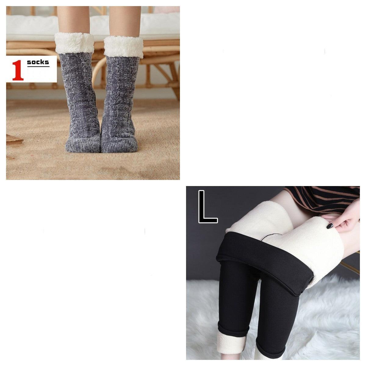 Cozy Nights: Flannel Homewear Night Robe Casual Hooded Sweater And Socks - Your-Look