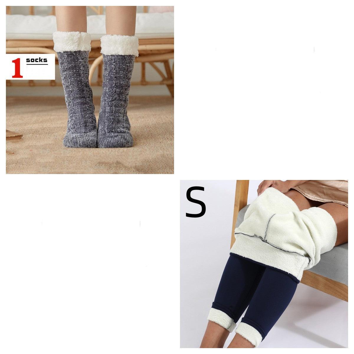 Cozy Nights: Flannel Homewear Night Robe Casual Hooded Sweater And Socks - Your-Look