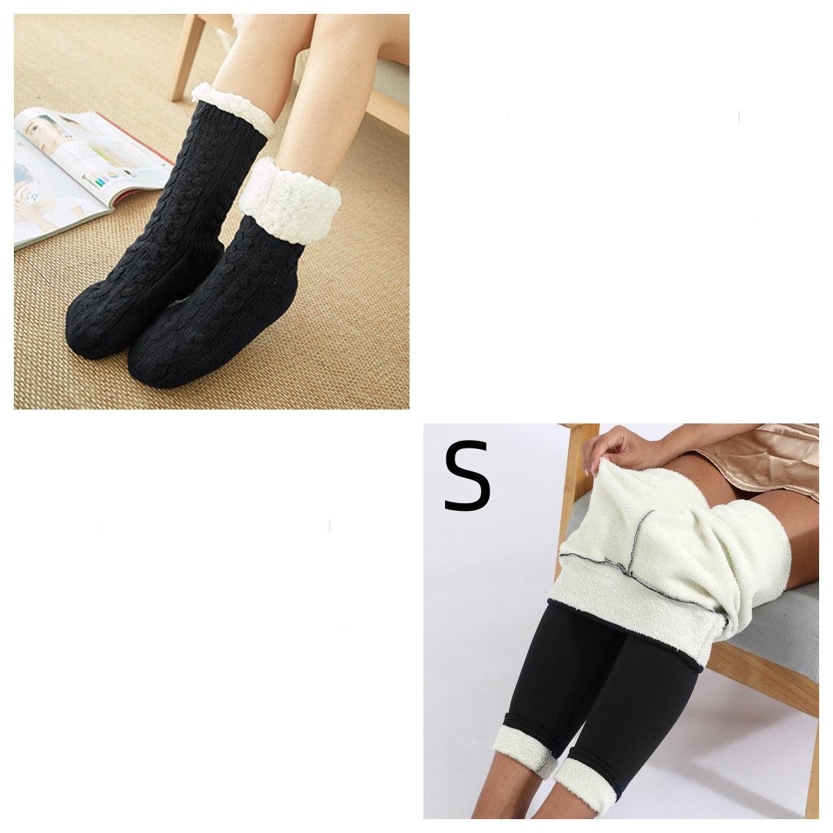 Cozy Nights: Flannel Homewear Night Robe Casual Hooded Sweater And Socks - Your-Look