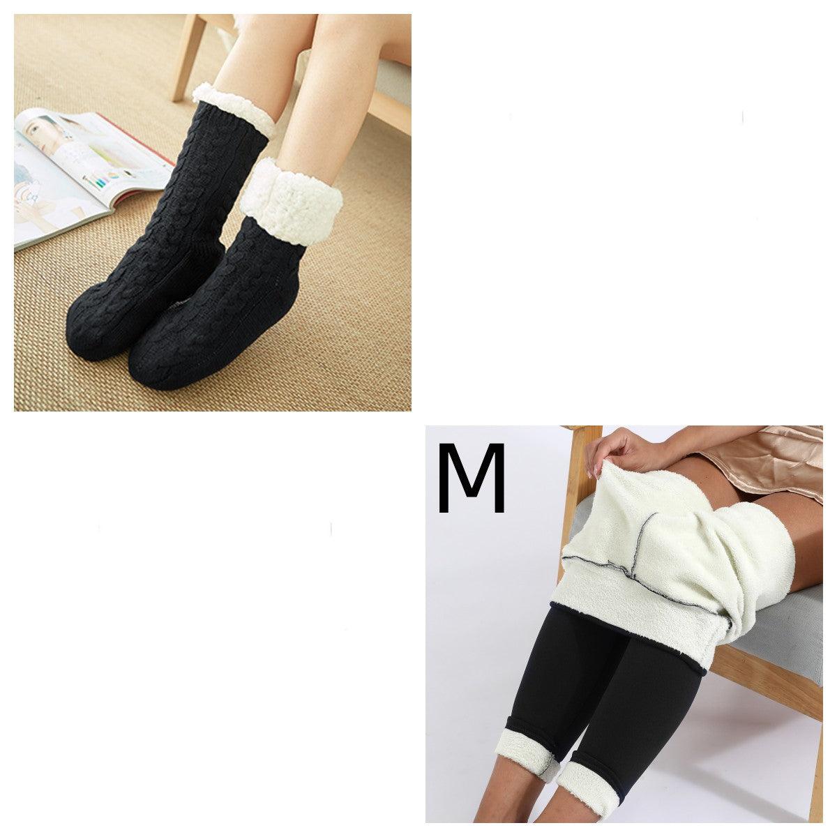 Cozy Nights: Flannel Homewear Night Robe Casual Hooded Sweater And Socks - Your-Look