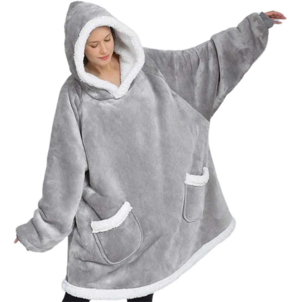 Cozy Nights: Flannel Homewear Night Robe Casual Hooded Sweater And Socks