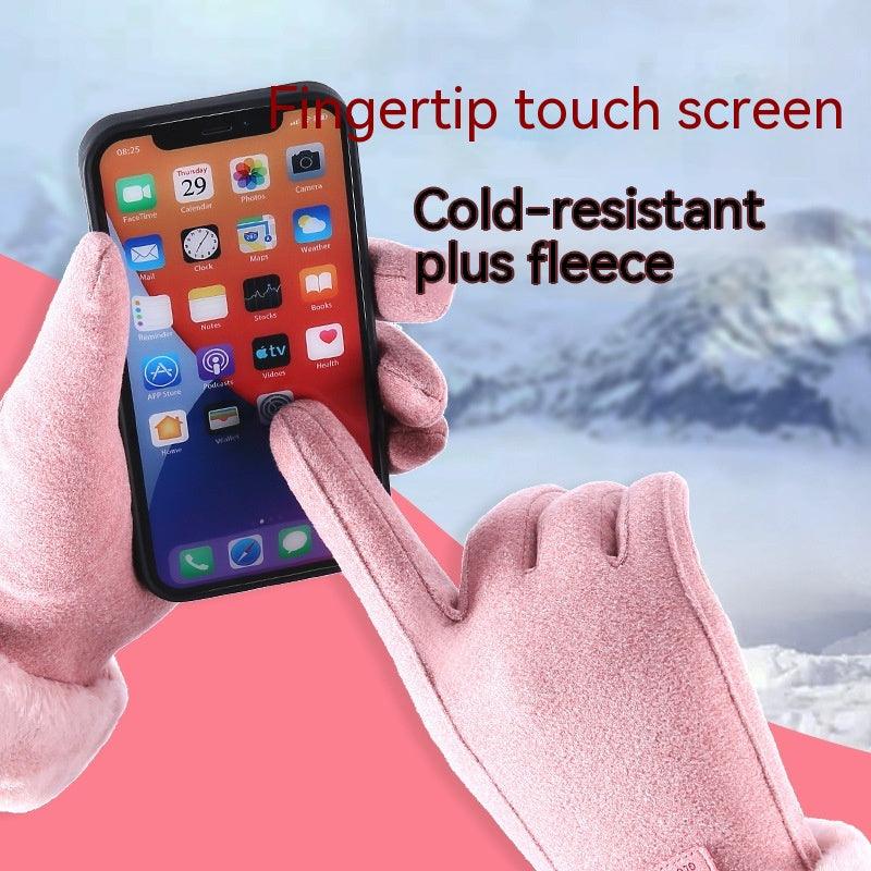 Cute Suede Riding Gloves: Fleece-Lined for Warmth and Comfort - Your-Look