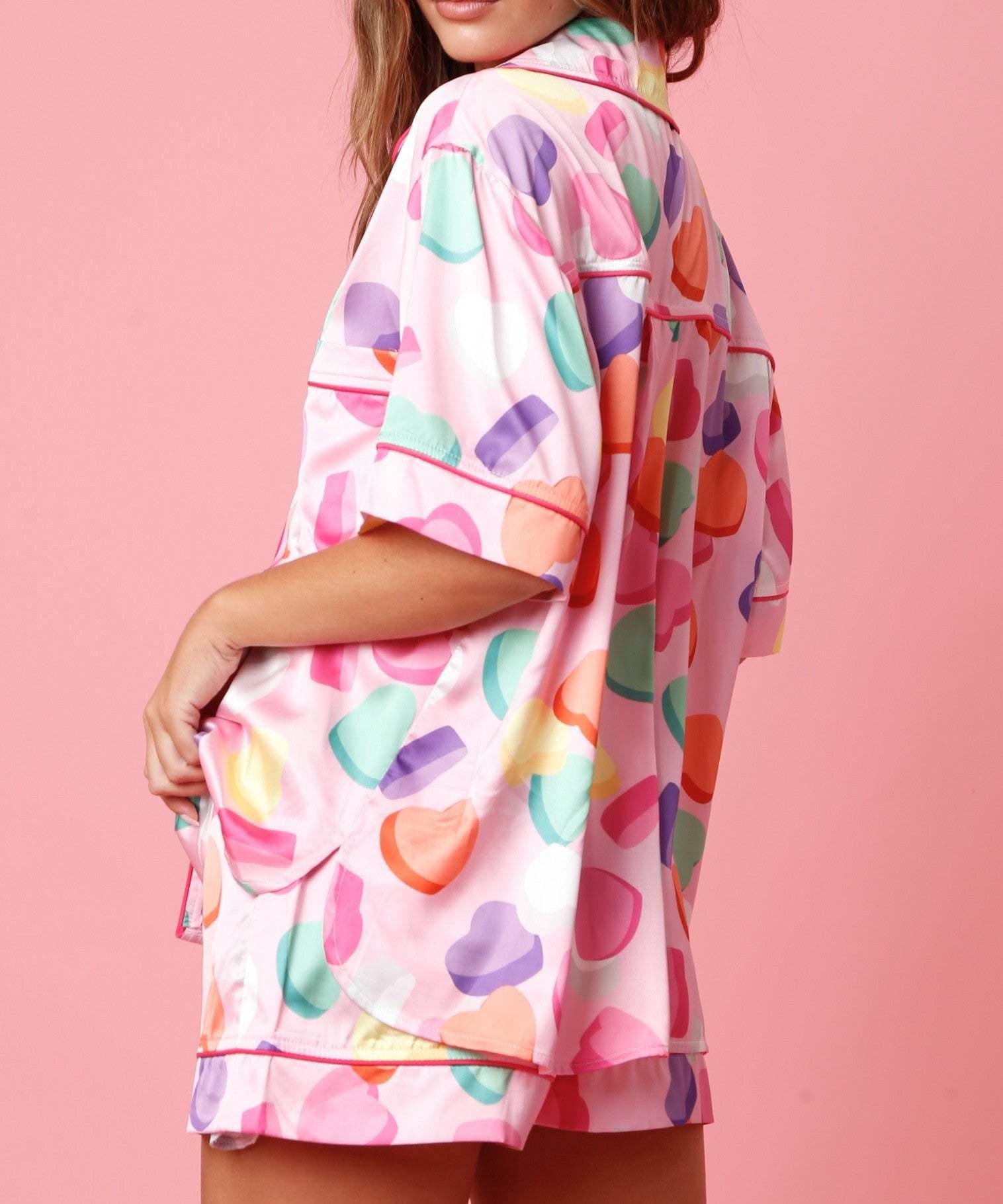 "Dreamy Allure" Satin Printed Two-piece Suit Pajamas for Women - Unwind in Style - Your-Look