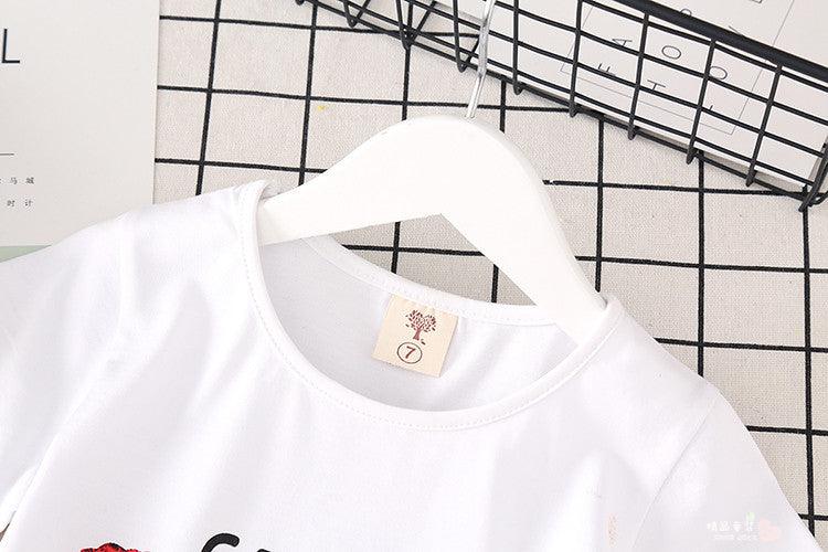 Effortless Style: White T-shirt & Denim Skirt 2-Piece Girls&