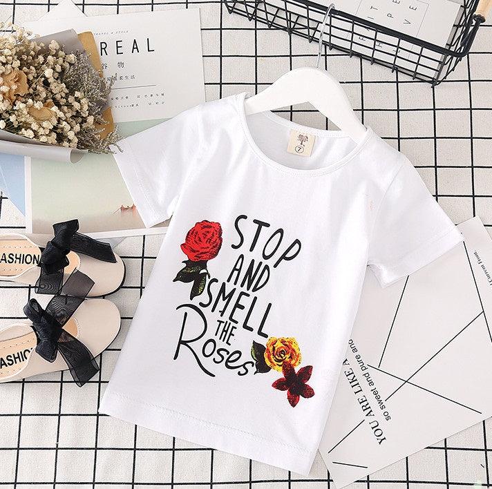 Kids Clothes White T-shirt Denim Skirt 2pcs Girls Suits - - Your-Look