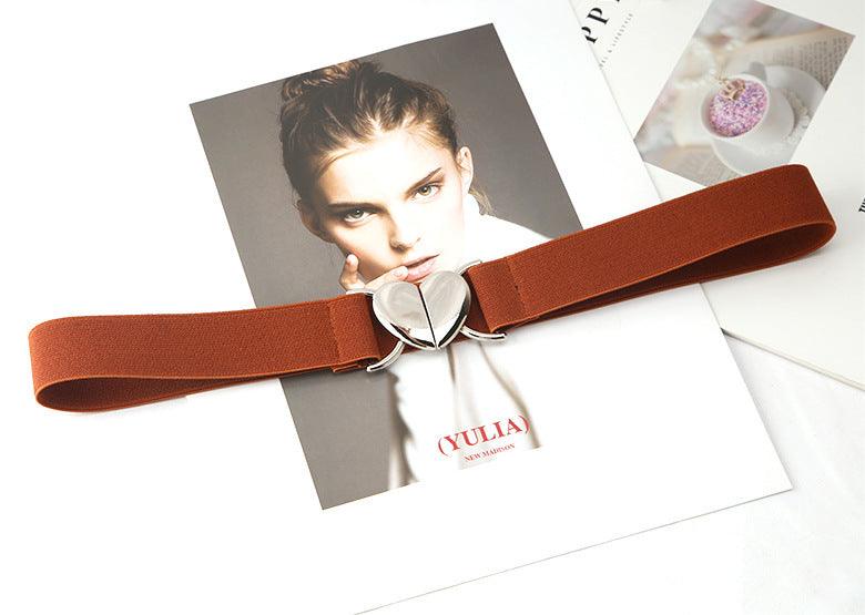 Embrace Style and Comfort with the Elastic Stretch Love Buckle Thin Belt - Your-Look