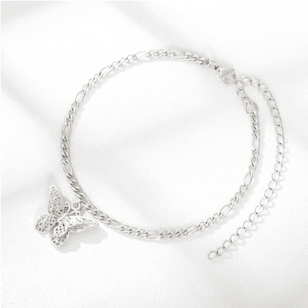 Elegant 18K White/Yellow/Rose Gold-Plated Stainless Steel Butterfly Pendant Bracelet - Your-Look