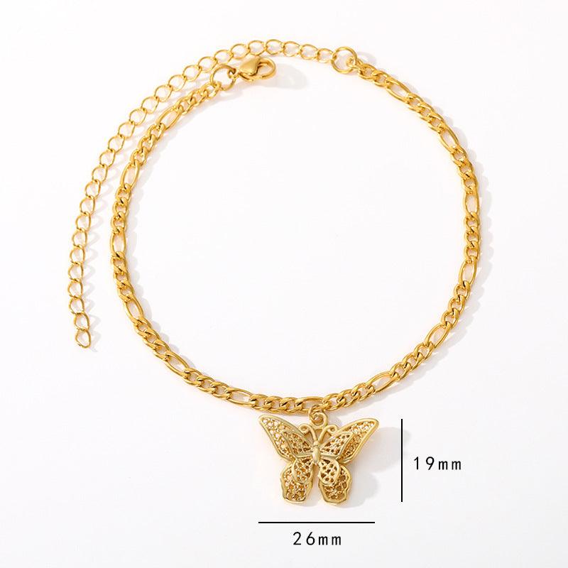Elegant 18K White/Yellow/Rose Gold-Plated Stainless Steel Butterfly Pendant Bracelet - Your-Look
