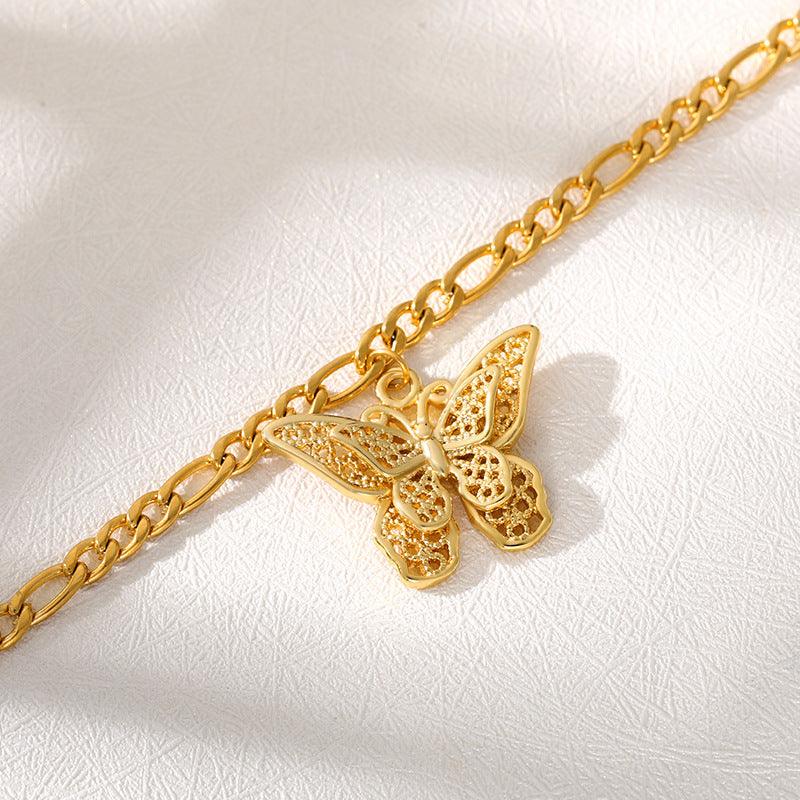 Elegant 18K White/Yellow/Rose Gold-Plated Stainless Steel Butterfly Pendant Bracelet - Your-Look